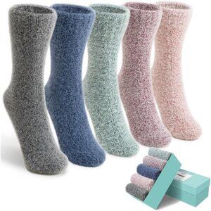New 5 Pairs Fuzzy Soft Cozy Comfortable Socks for Women, Casual Sleep Comfy Sock